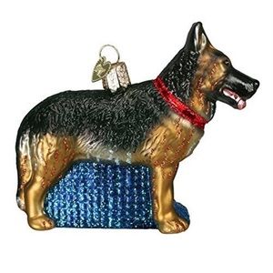 OWC German shepherd blown glass tree ornament